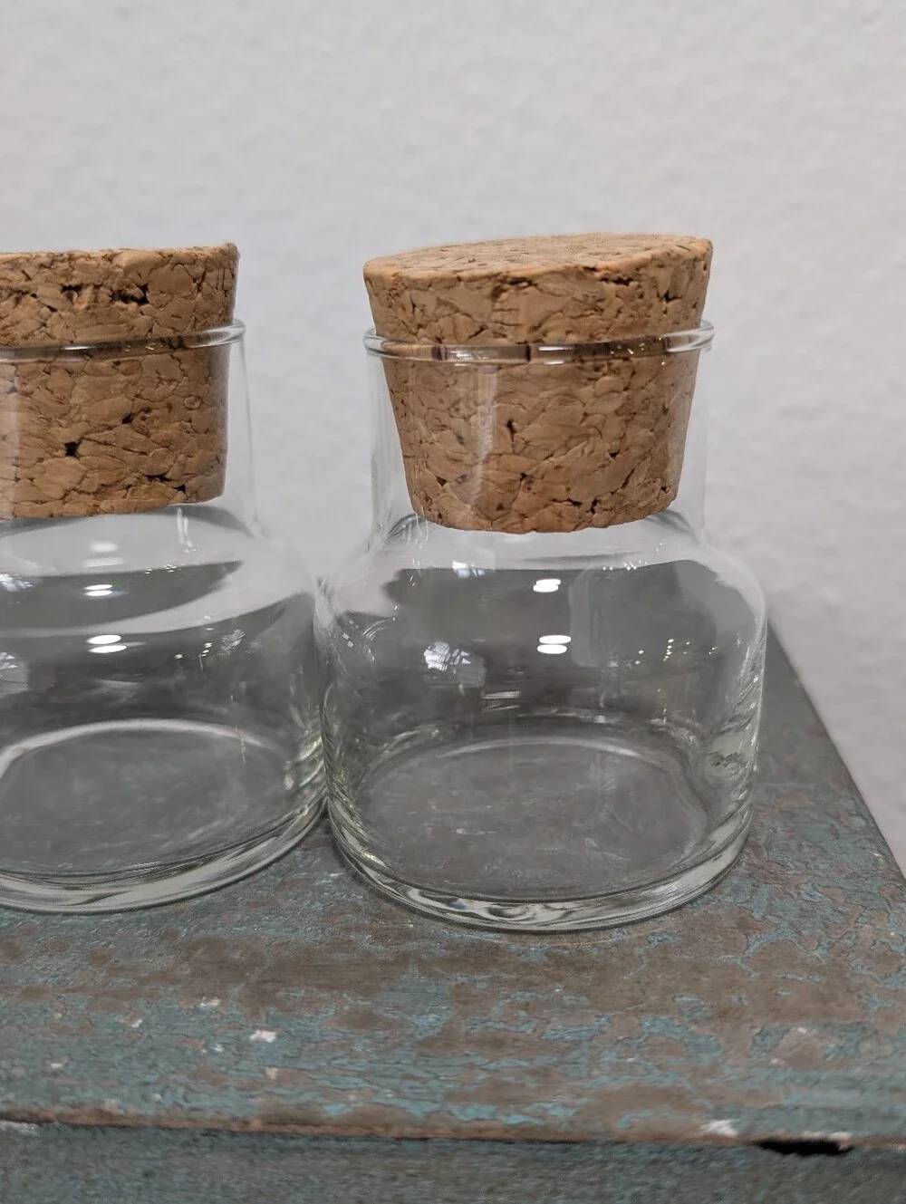 Small 3” Cylinder Clear Glass Apothecary Jars With Cork Lid Stoppers, Set Of 5